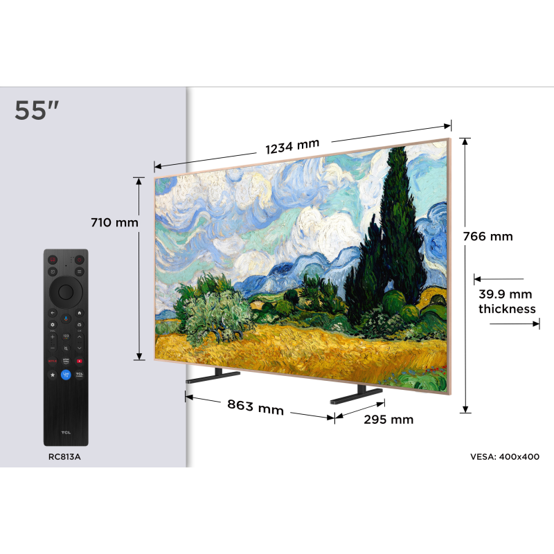 TCL A400 Pro 55A400 Pro QD-Mini LED TV Plano 139,7 cm (55") 4K Ultra HD, Smart TV, Wi-Fi, Ethernet, LAN, Bluetooth, Branco - 5901292530044