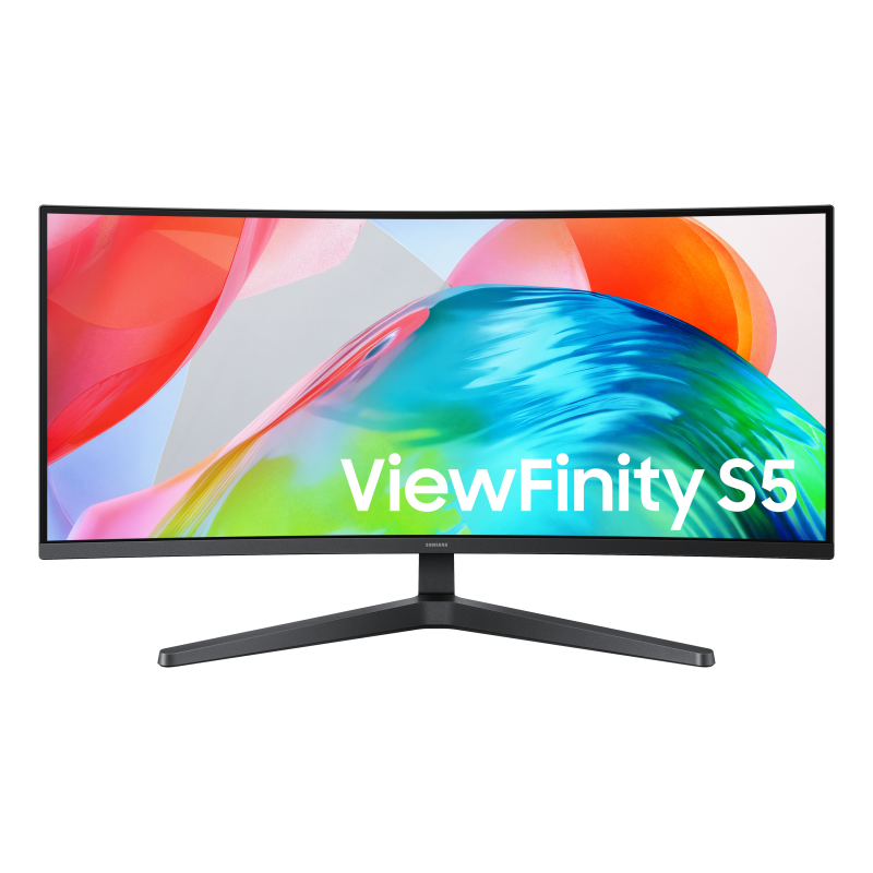 Samsung ViewFinity S5 S34H550GAU S55GH LCD Monitor Gaming Curvo, 86,4 cm (34"), 3440 x 1440 pixels UltraWide Quad HD, 120Hz, HDMI, DisplayPort, Ajuste de Inclinação, Preto - LS34H550GAUXEN - 8806099184940