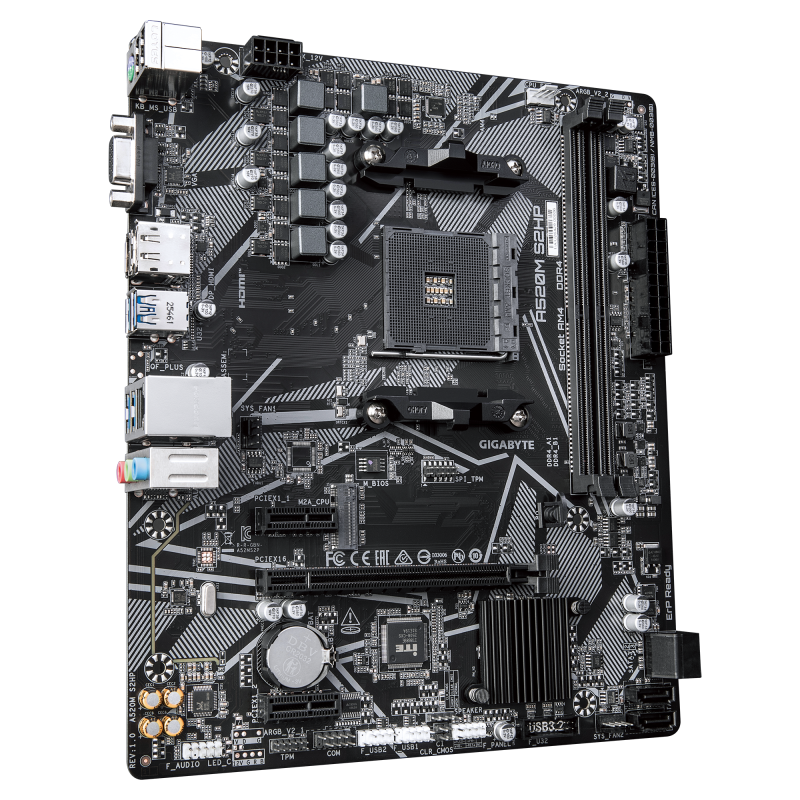 Gigabyte A520M S2HP Motherboard AMD A520 Socket AM4 DDR4 micro ATX PCIe 3.0 M.2 - A520M S2HP - 4719331882457