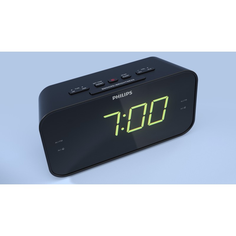 Philips TAR3306/12 Rádio Despertador FM, Relógio Digital, Preto - 4895229116641