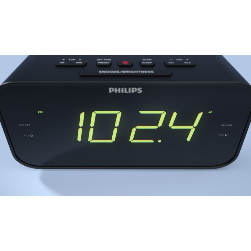 Philips TAR3306/12 Rádio Despertador FM, Relógio Digital, Preto - 4895229116641