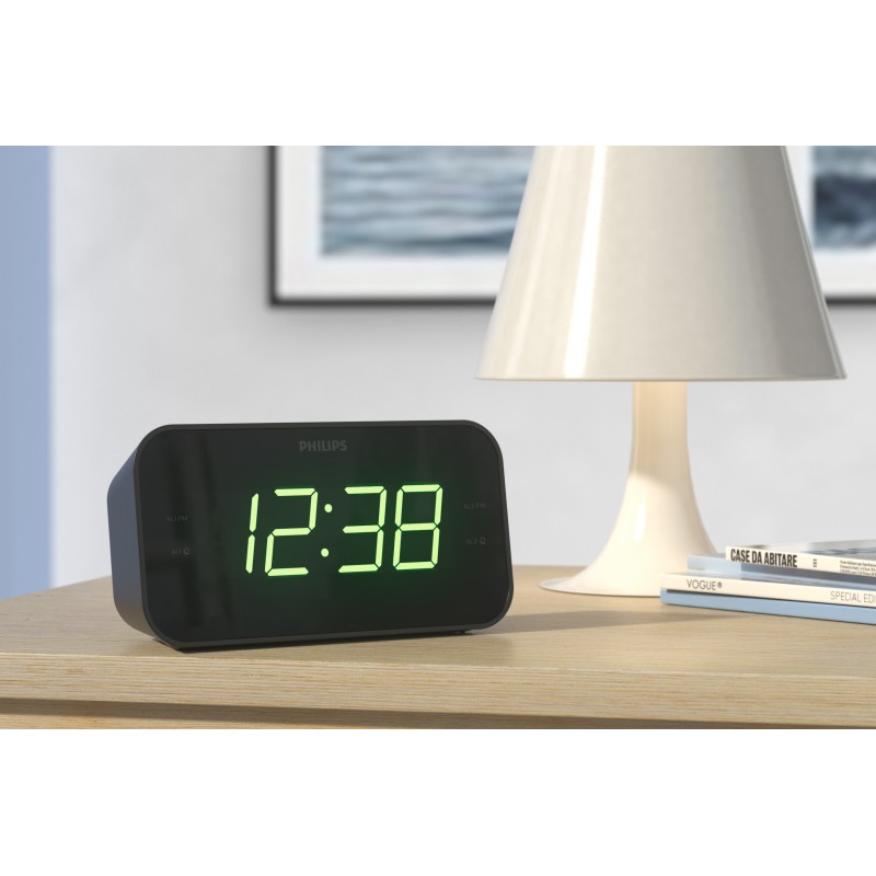 Philips TAR3306/12 Rádio Despertador FM, Relógio Digital, Preto - 4895229116641