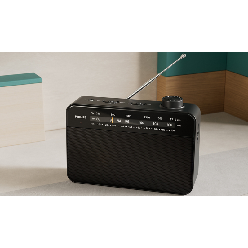 Philips TAR2509/10 Rádio Portátil FM/AM, Sintonizador Analógico, Altifalante Incorporado, Saída Auscultadores 3.5mm, Preto - 4895229144255