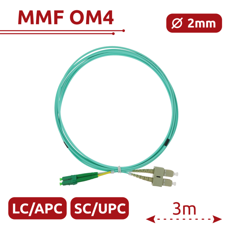 Safire SF-LC-APC-SC-UPC-OM4-DX-3M