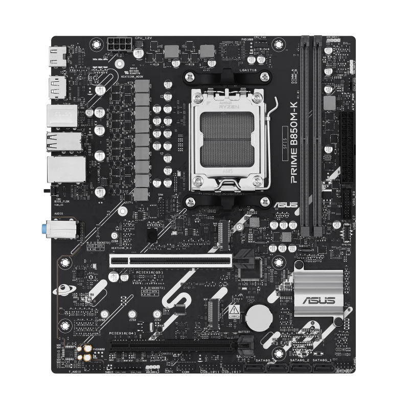 ASUS PRIME B850M-K Motherboard AMD B850 Socket AM5 DDR5 micro ATX PCIe 5.0 M.2 - 90MB1LV0-M0EAY0 - 4711636005517