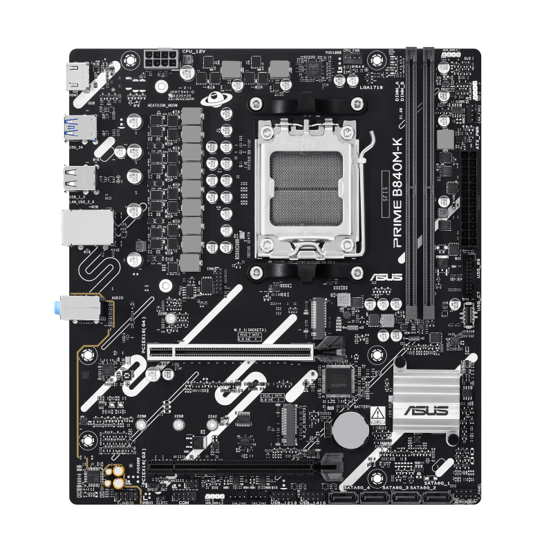ASUS PRIME B840M-K Motherboard AMD B840 Socket AM5 DDR5 micro ATX PCIe 4.0 M.2 - 90MB1PK0-M0EAY0 - 4711636435048