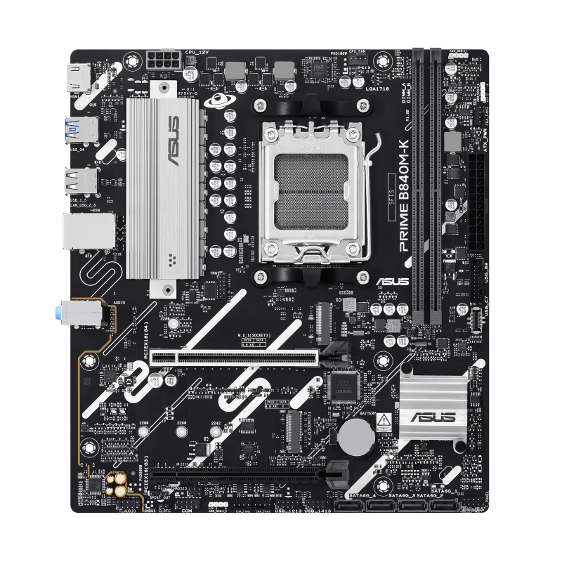 ASUS PRIME B840M-K Motherboard AMD B840 Socket AM5 DDR5 micro ATX PCIe 4.0 M.2 - 90MB1PK0-M0EAY0 - 4711636435048