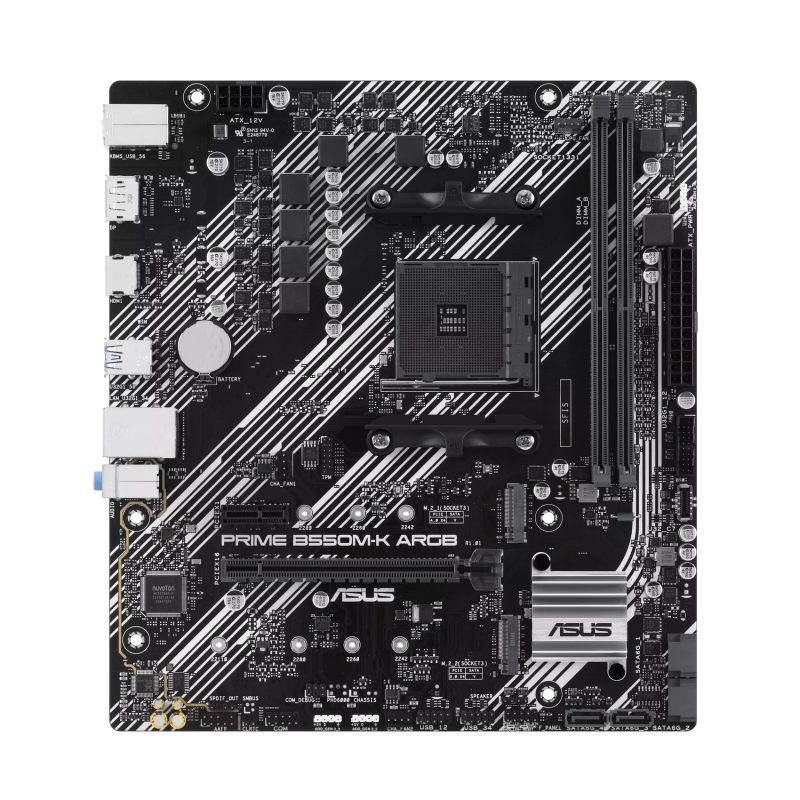 ASUS PRIME B550M-K ARGB Motherboard AMD B550 Socket AM4 DDR4 micro ATX PCIe 4.0 M.2 - 90MB1GC0-M0EAY0 - 4711387316030