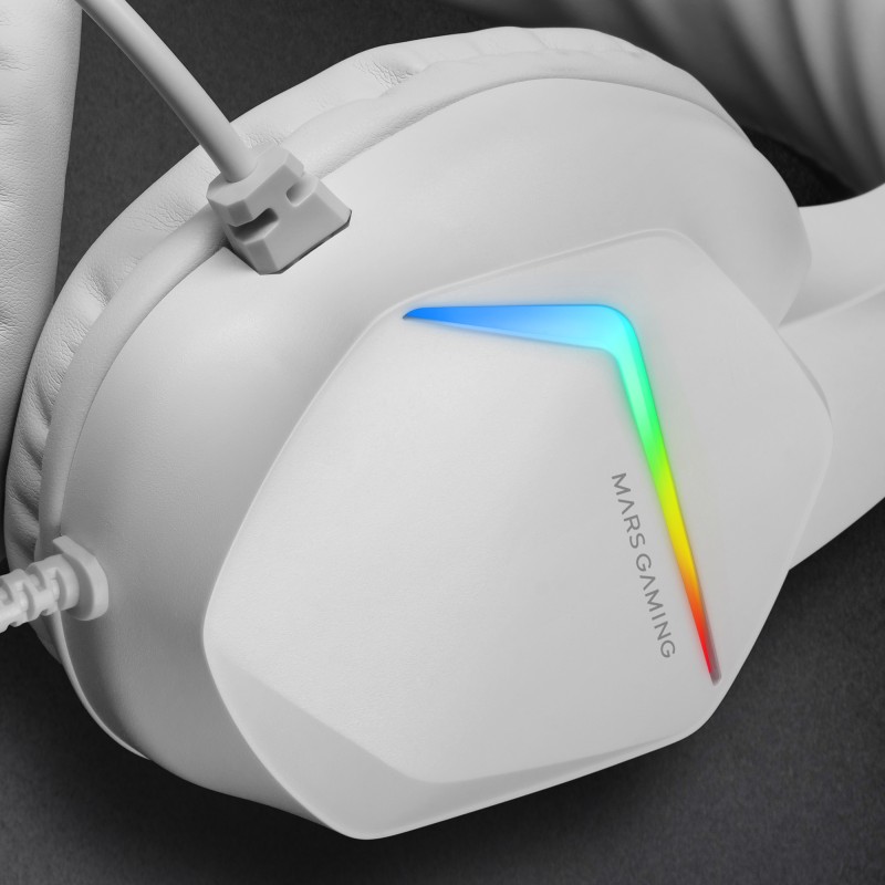 Mars Gaming MH122W Headset Gaming Auscultadores com Microfone Com Fios, USB, Jack 3.5mm, Branco - 8435693102021