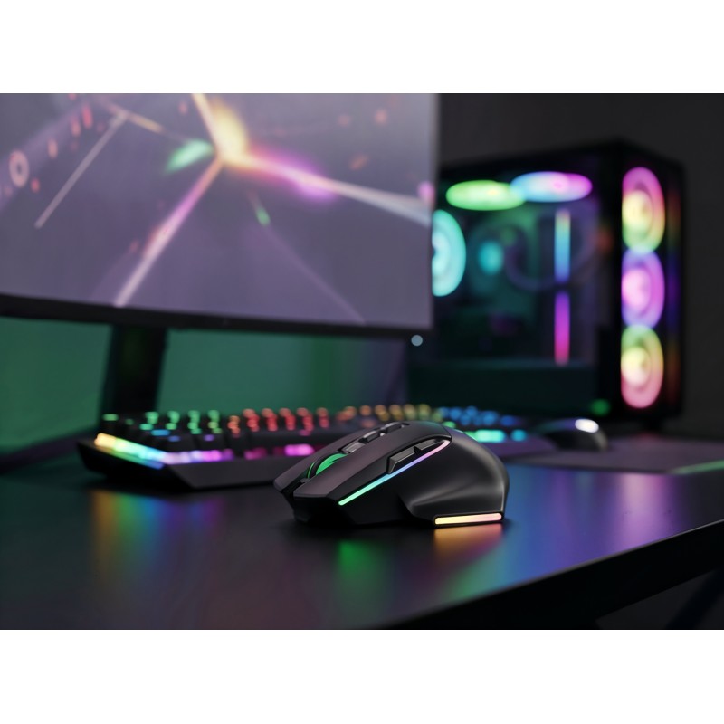 Mars Gaming MMWVECTOR Rato Gaming Sem Fios RF/Bluetooth 12000 DPI Ótico 7 Botões Preto - MMWVECTOR - 8435693114253