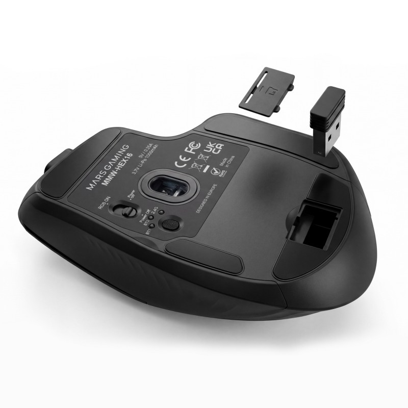 Mars Gaming MMWHEX16 Rato Gaming RGB Sem Fios Bluetooth 24000 DPI Ótico 16 Botões Preto - 8435693115427
