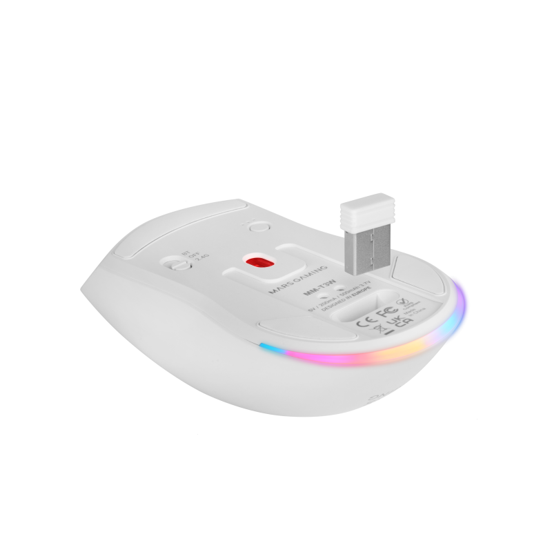 Mars Gaming MM-T3 Rato Gaming RGB Sem Fios RF/Bluetooth 14400 DPI Ótico 7 Botões Preto - MMT3W - 8435693110934