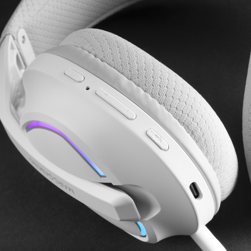 Mars Gaming MHWQUASARW Headset Gaming Auscultadores com Microfone Sem Fios, Bluetooth, Branco - 8435693114185