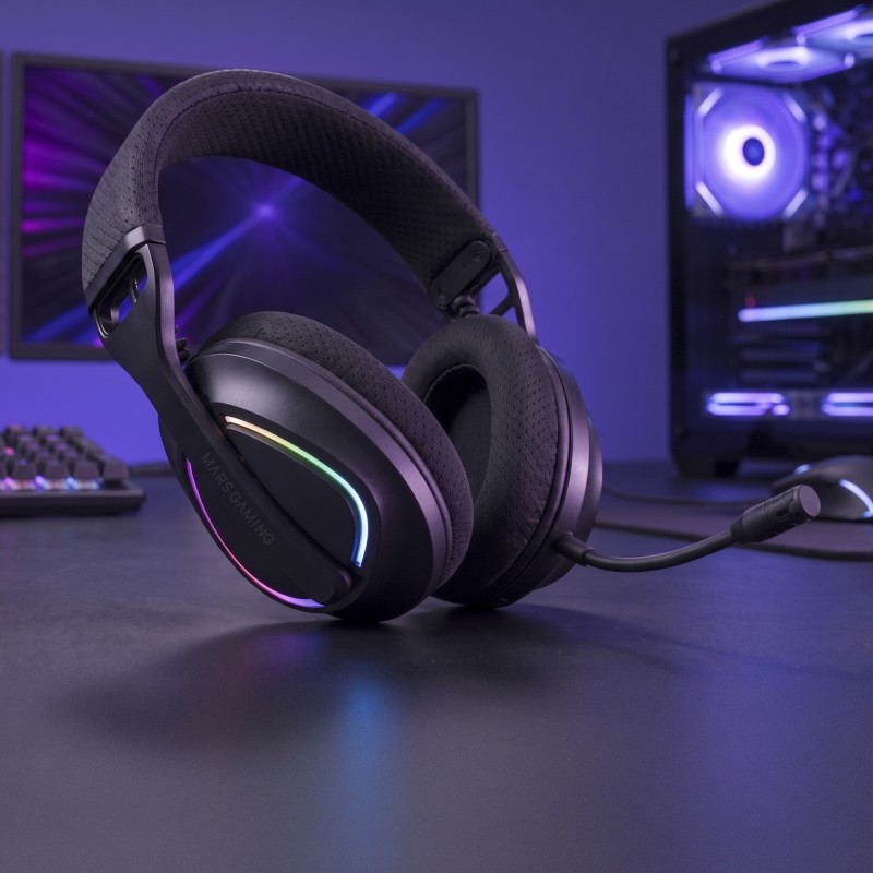 Mars Gaming MHWQUASAR Headset Gaming Auscultadores com Microfone Sem Fios, Bluetooth, Preto - 8435693114178