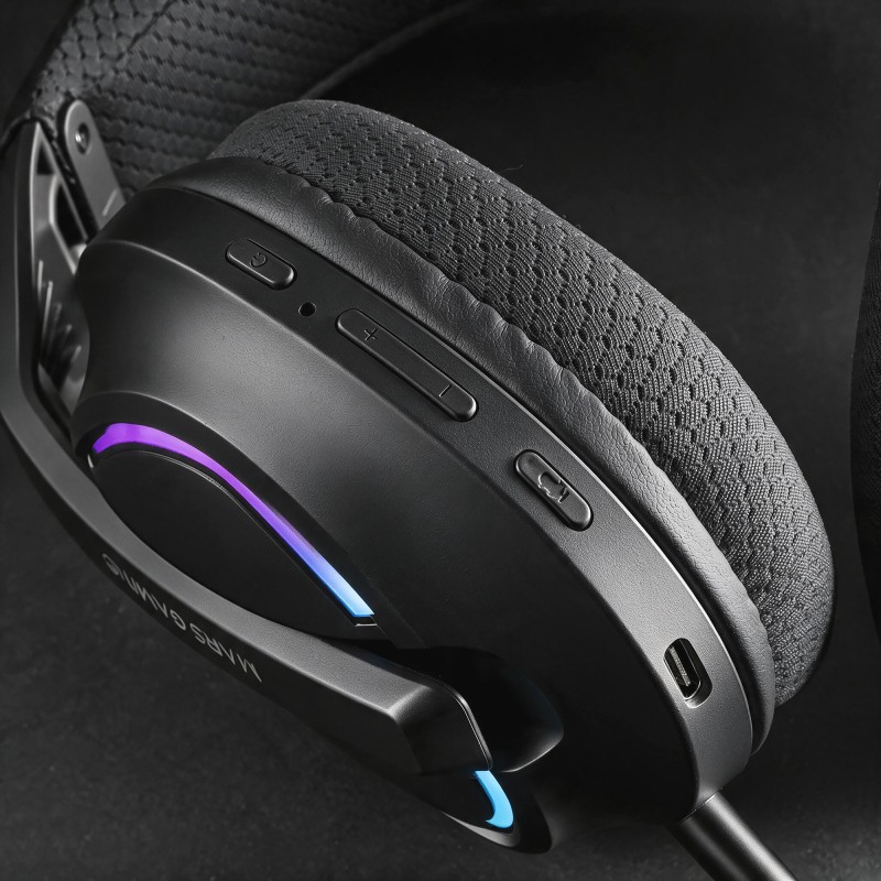 Mars Gaming MHWQUASAR Headset Gaming Auscultadores com Microfone Sem Fios, Bluetooth, Preto - 8435693114178