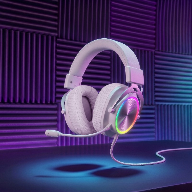 Mars Gaming MHFORGEW Headset Gaming Auscultadores com Microfone Com Fios, USB, Branco - 8435693115205