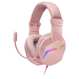 Mars Gaming MH122P Headset Gaming Auscultadores com Microfone Com Fios, USB, Jack 3.5mm, Rosa - 8435693102045