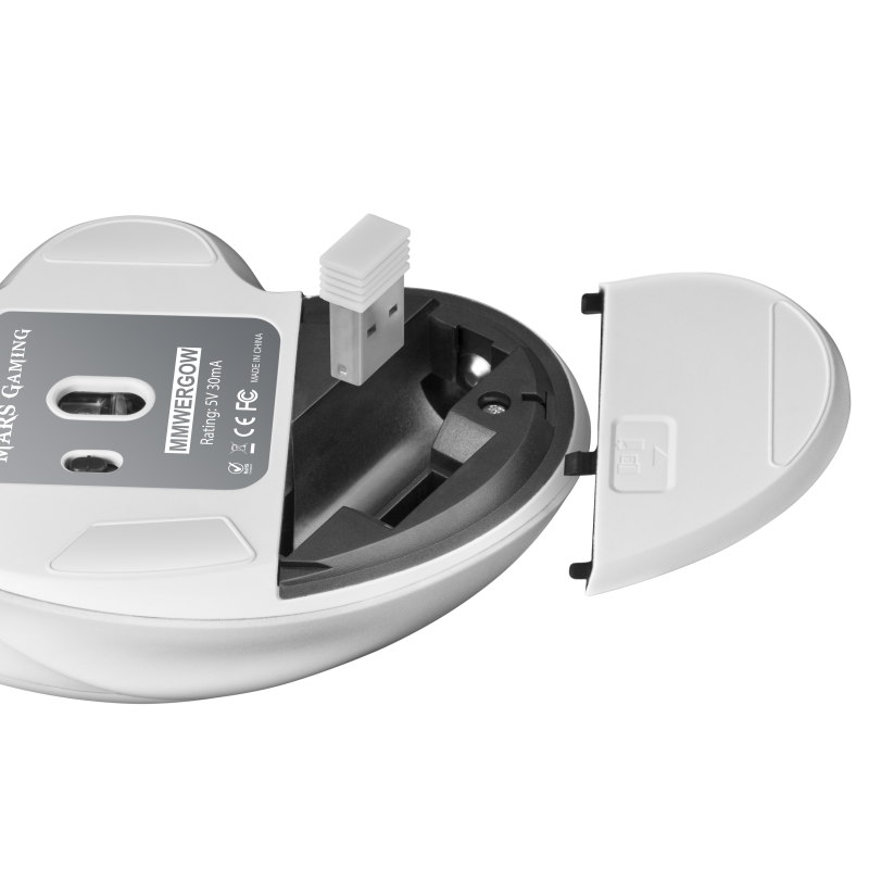 Mars Gaming MMWERGOW Rato Gaming Sem Fios RF Wireless 3200 DPI Mecânico 6 Botões Branco - MMWERGOW - 4710562758436