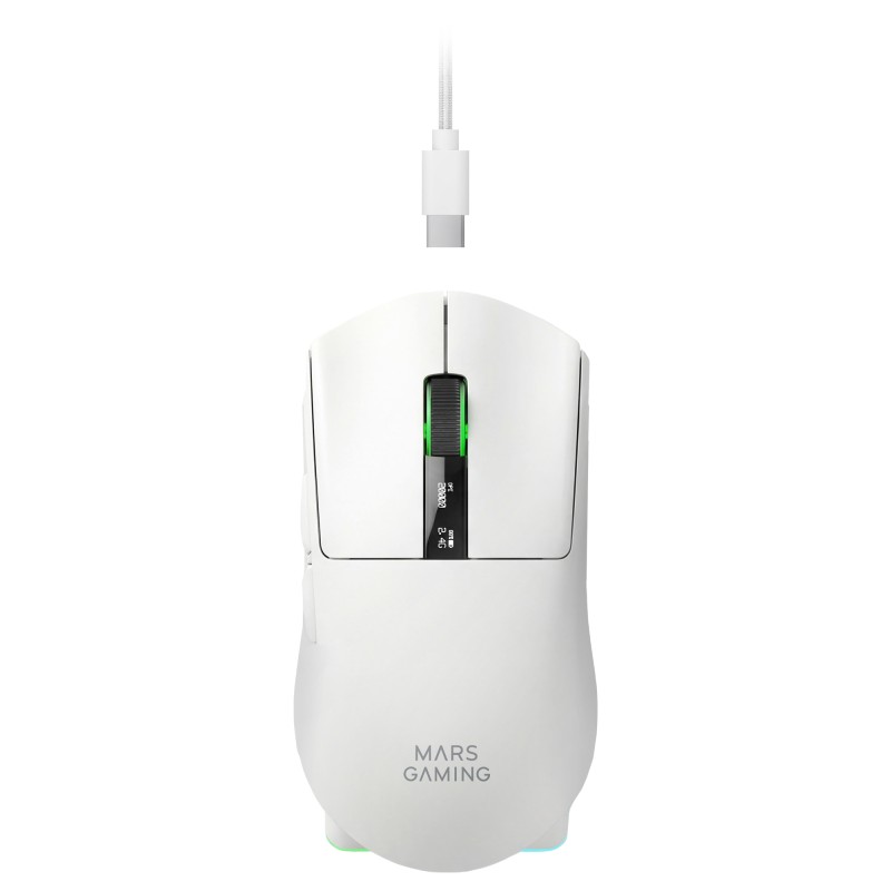 Mars Gaming MMW-Elite Rato Gaming RGB Sem Fios Bluetooth 20000 DPI Ótico 6 Botões Branco - MMWELITEW - 8435693114284