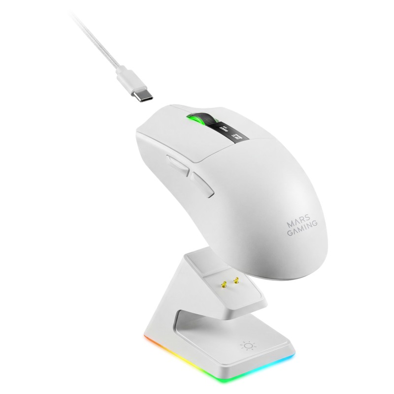 Mars Gaming MMW-Elite Rato Gaming RGB Sem Fios Bluetooth 20000 DPI Ótico 6 Botões Branco - MMWELITEW - 8435693114284