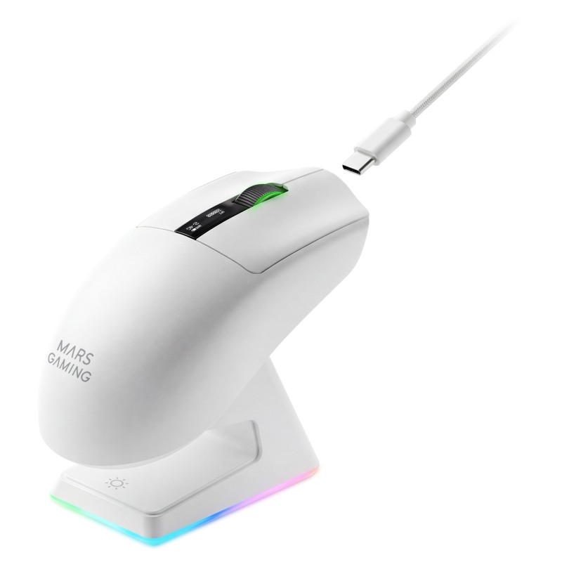 Mars Gaming MMW-Elite Rato Gaming RGB Sem Fios Bluetooth 20000 DPI Ótico 6 Botões Branco - MMWELITEW - 8435693114284