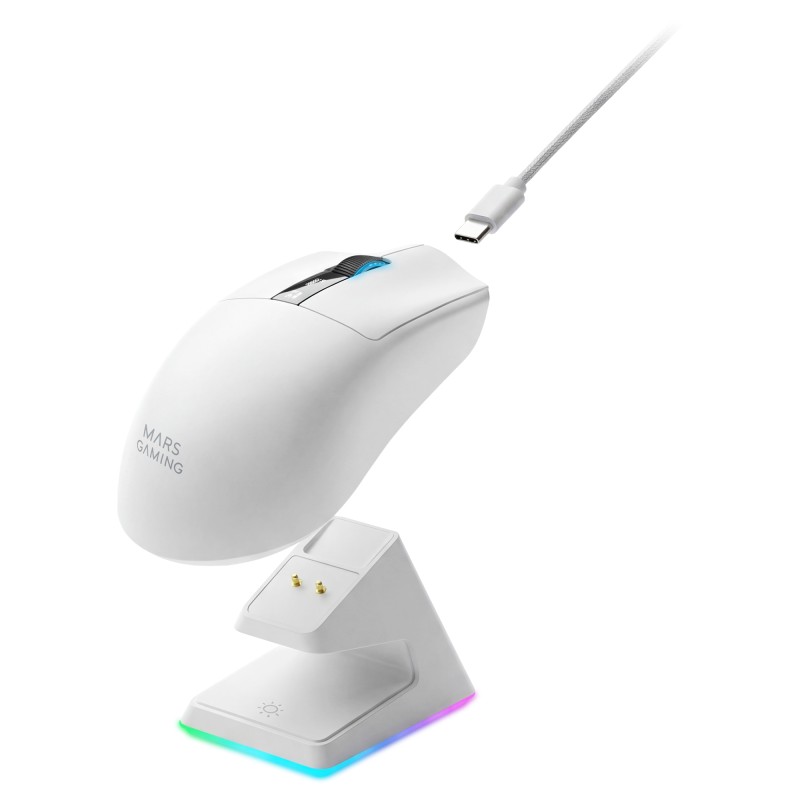 Mars Gaming MMW-Elite Rato Gaming RGB Sem Fios Bluetooth 20000 DPI Ótico 6 Botões Branco - MMWELITEW - 8435693114284