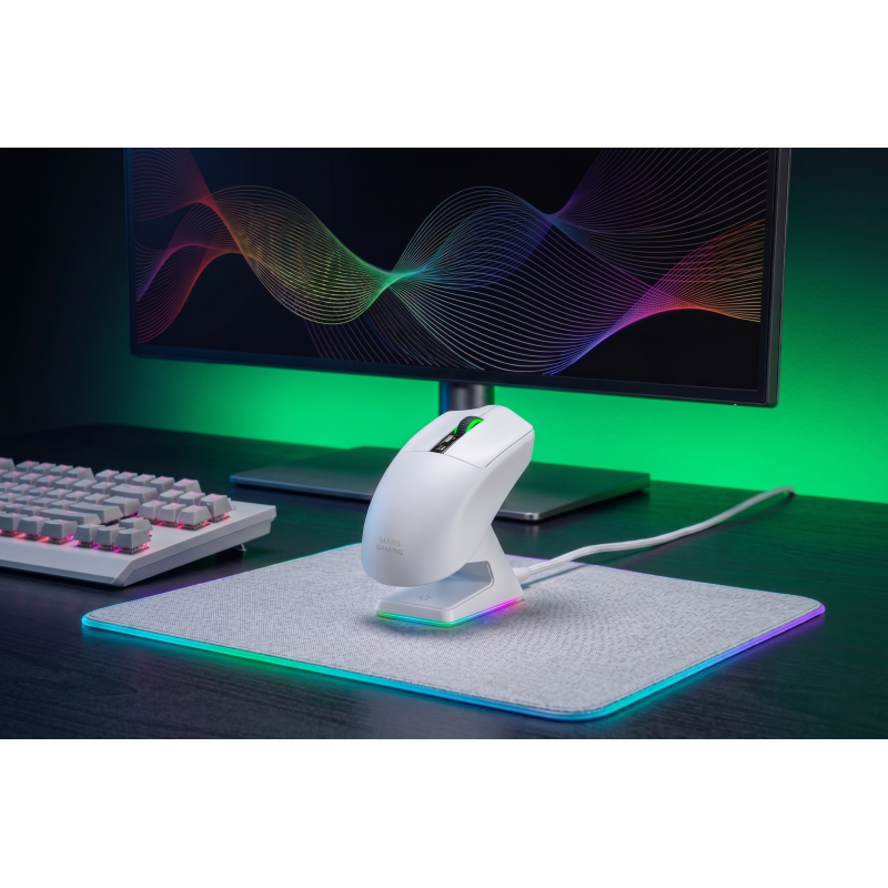 Mars Gaming MMW-Elite Rato Gaming RGB Sem Fios Bluetooth 20000 DPI Ótico 6 Botões Branco - MMWELITEW - 8435693114284