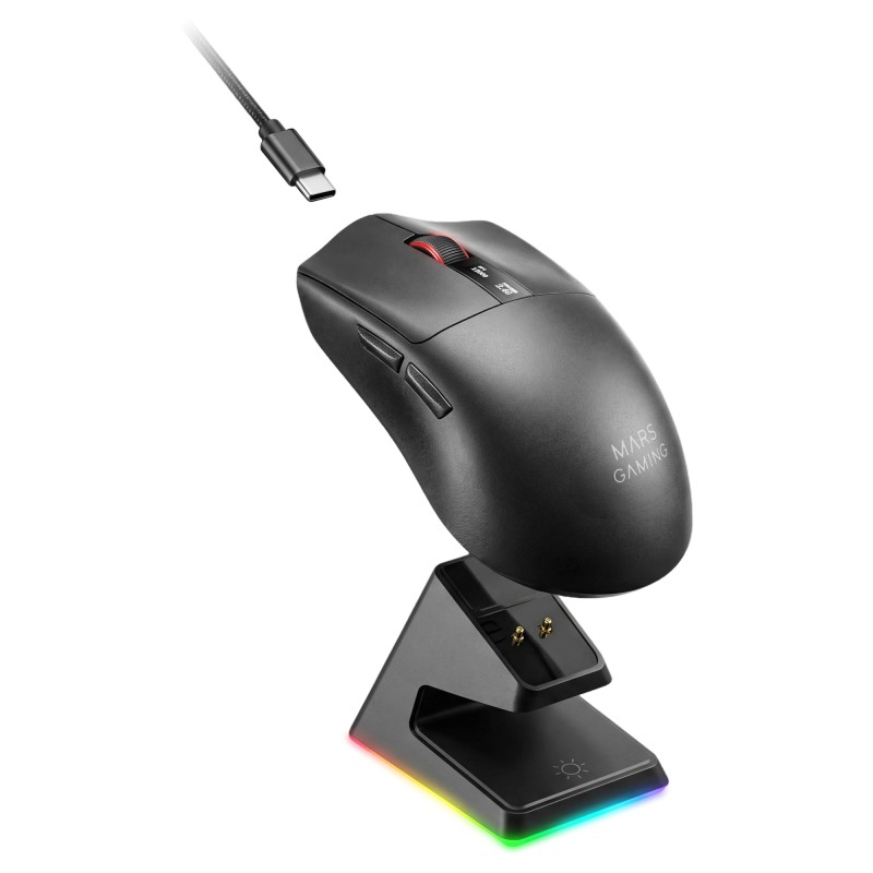 Mars Gaming MMWELITE Rato Gaming RGB Sem Fios Bluetooth 20000 DPI Ótico 6 Botões Preto - 8435693114277