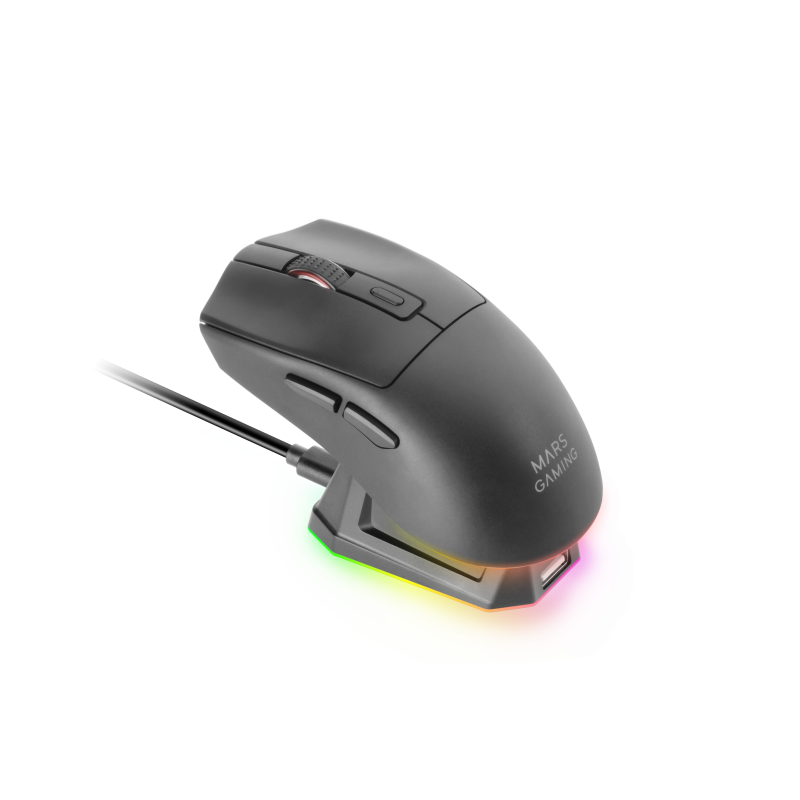 Mars Gaming MM-T3 Rato Gaming RGB Sem Fios RF/Bluetooth Com Fios USB Preto 14400 DPI Ótico 7 Botões - MMT3 - 8435693110910