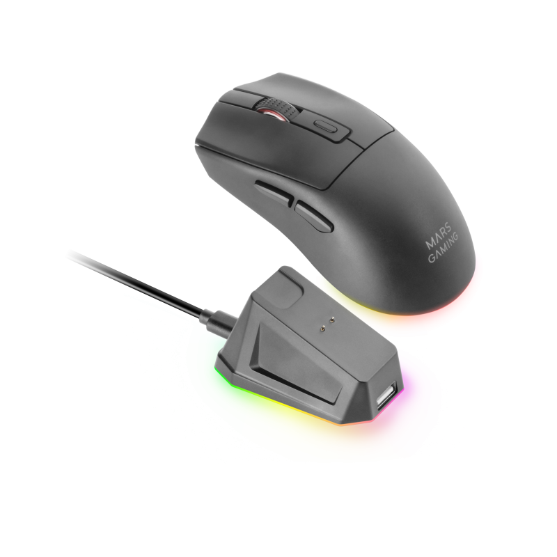 Mars Gaming MM-T3 Rato Gaming RGB Sem Fios RF/Bluetooth Com Fios USB Preto 14400 DPI Ótico 7 Botões - MMT3 - 8435693110910