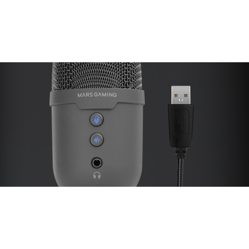 Mars Gaming MMIC-CX Microfone de Mesa Com Fios, USB/Jack 3.5mm, Preto - MMICCX - 8435693109242