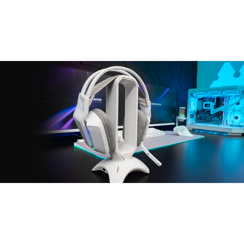 Mars Gaming MH-STRIKEW Headset Gaming Auscultadores com Microfone Com Fios, USB, Jack 3.5mm, Branco - MHSTRIKEW - 8435693109051