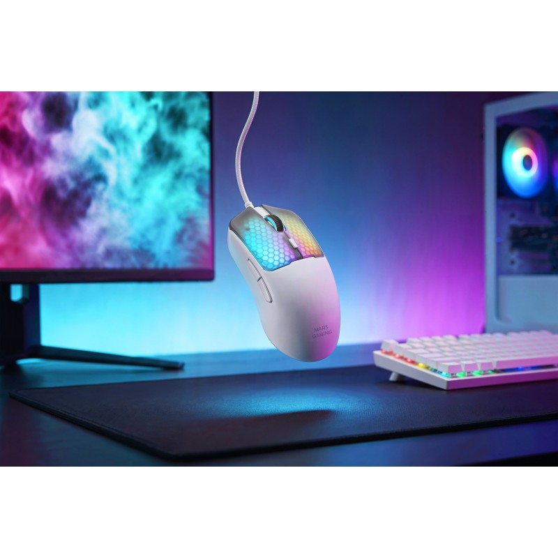 Mars Gaming MMVIPERW Rato Gaming RGB Com Fios USB 12800 DPI Ótico 6 Botões Branco - 8435693114307