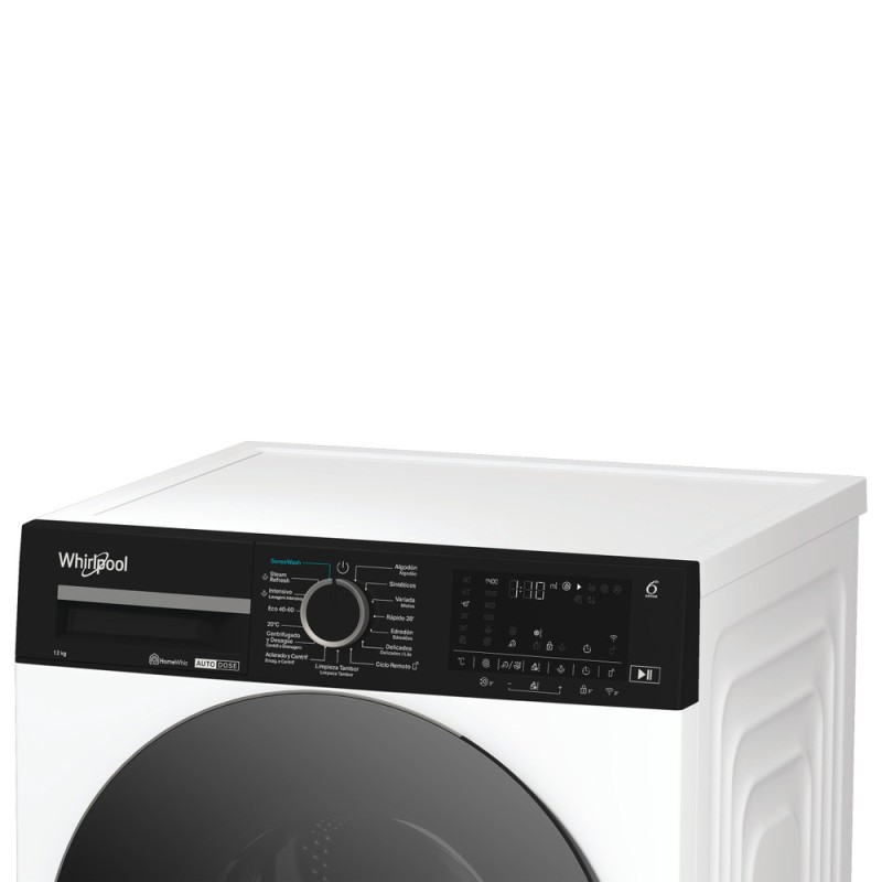 Whirlpool WPM 27W ADS SPT Máquina de Lavar Roupa Independente, 12 kg, Inverter, 1351 rpm, Preto, Branco - 8003437061929