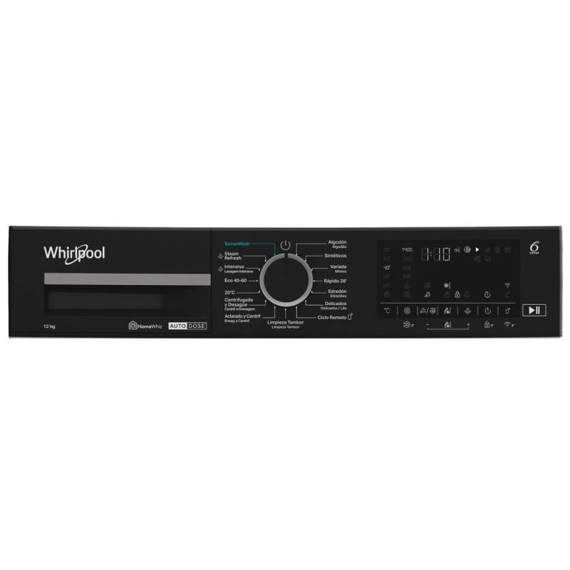 Whirlpool WPM 27W ADS SPT Máquina de Lavar Roupa Independente, 12 kg, Inverter, 1351 rpm, Preto, Branco - 8003437061929