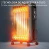 Rowenta BU2420 Aquecedor Elétrico Radiador a Óleo, 8 Elementos, 2000 W, Termóstato Regulável, Proteção Térmica, Luz de Indicação, IP20, Portátil, Preto - 3121040098493