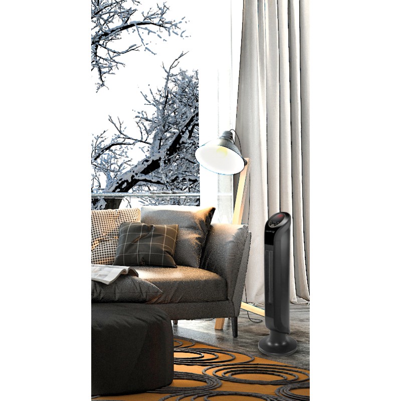 Rowenta Intense Comfort Hot SO9420F0 Termoventilador Elétrico Cerâmico, 2400 W, 3 Níveis de Potência, até 40 m2, Termóstato Regulável, Temporizador, Display LED, Proteção Térmica, Função Antigelo, IP20, com Comando, Portátil, Preto - 3121040069691