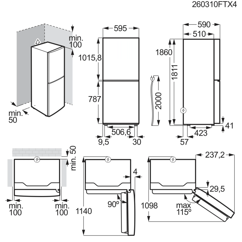 Electrolux LNB6MD30U0 Frigorífico Combinado Livre Instalação, 304 L, No Frost, Inox - 7333394136431