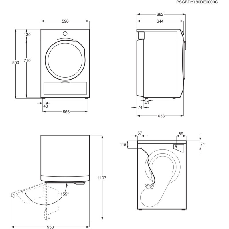 Electrolux EDI618CBBO Máquina de Secar Roupa Independente, 8 kg, Bomba de Calor, Branco - 9315540426991