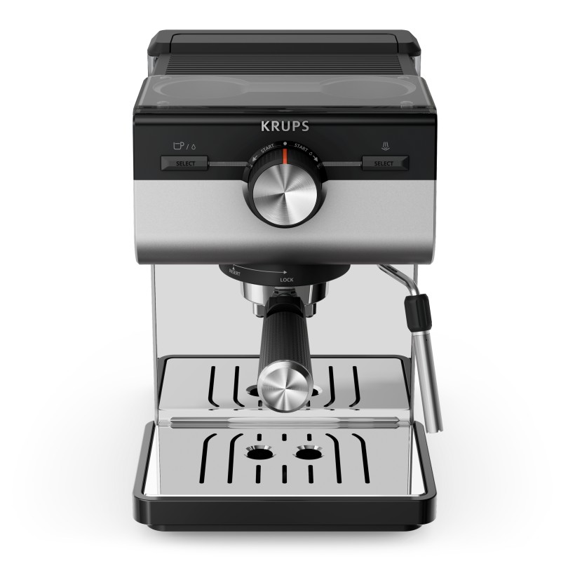 Krups Authentic+ XP384E10 Máquina de Café Manual, Semiautomática, 2 L, 2 Chávenas, Caldeira, Vaporizador de Leite, Preto, Aço inoxidável - 3016661177903