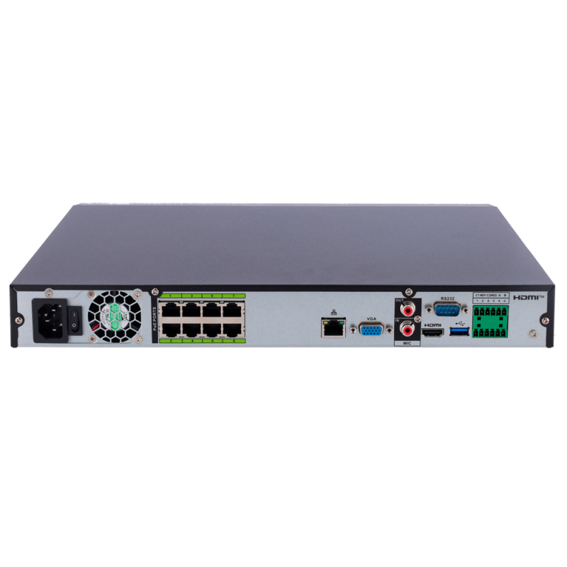 X-Security XS-NVR6208A-8P-AI Gravador NVR, 8 CH, 8 IP, 8 PoE, 32 MP, 384 Mbps, 2 HDD até 16 TB, HDMI 4K e VGA, IA, AcuPick - 8435325480305