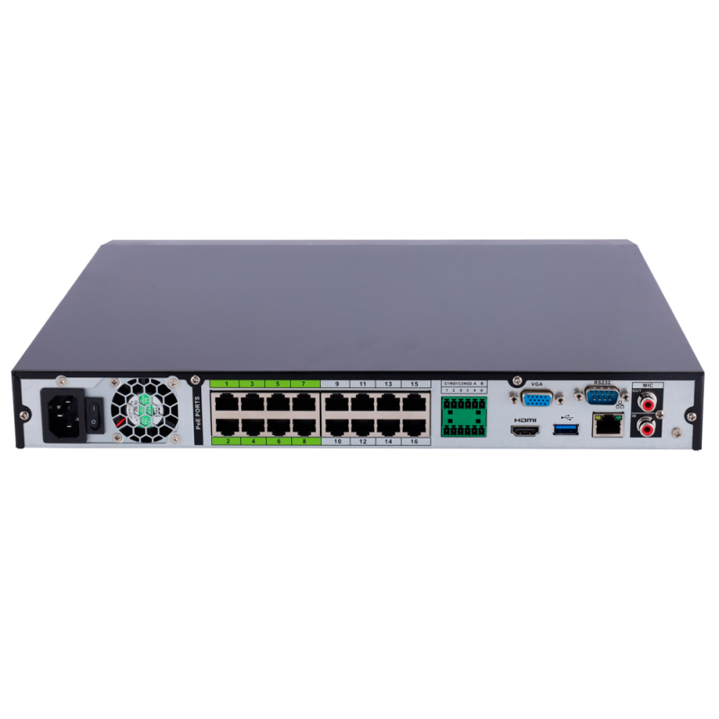 X-Security XS-NVR6216A-4K-16P-4AI Gravador NVR, 16 CH, 16 IP, 16 PoE, 12 MP, 384 Mbps, 2 HDD até 20 TB, HDMI 4K e VGA, IA, WEB, DSS/PSS, Smartphone e NVR - 8435325471884